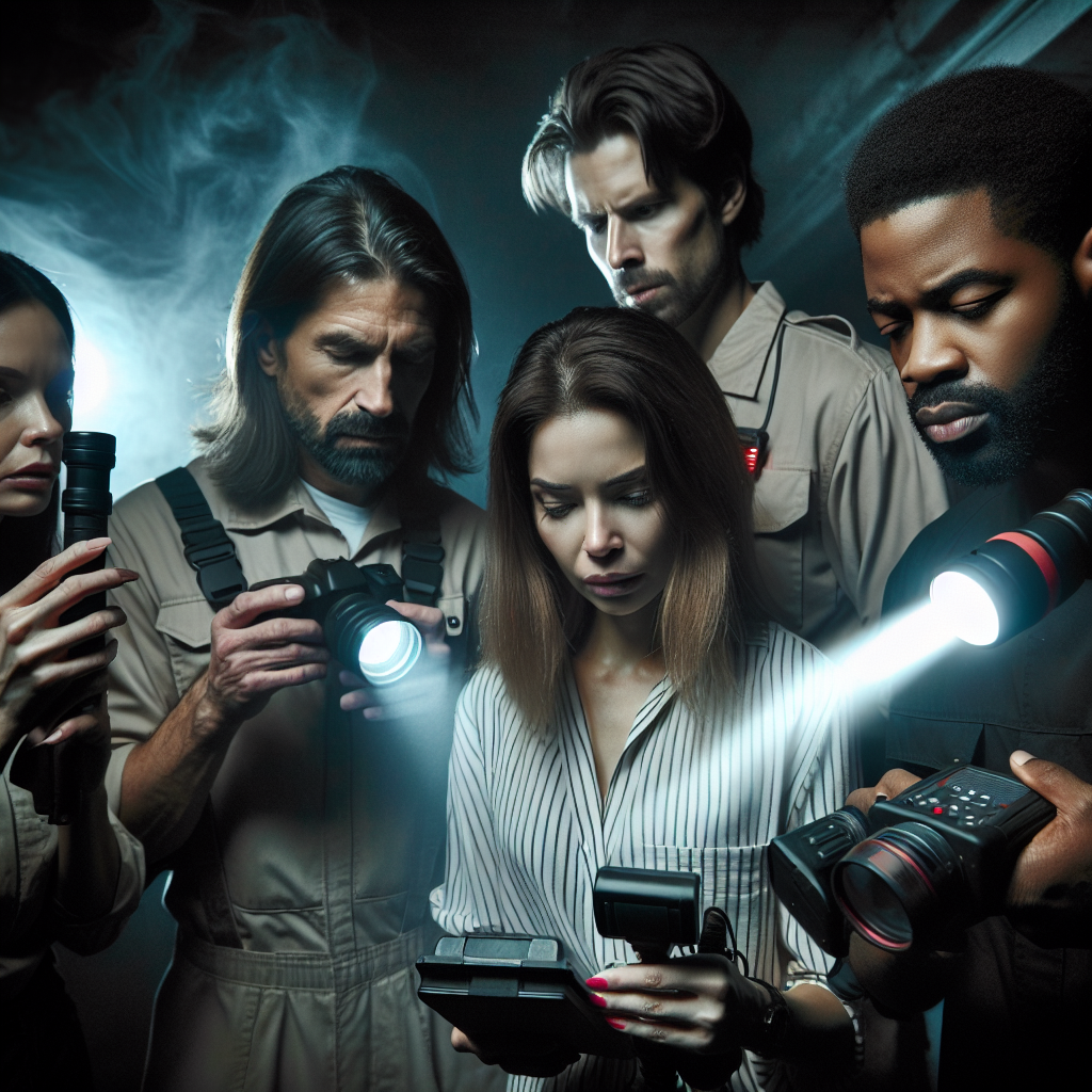 Paranormal investigation team in action