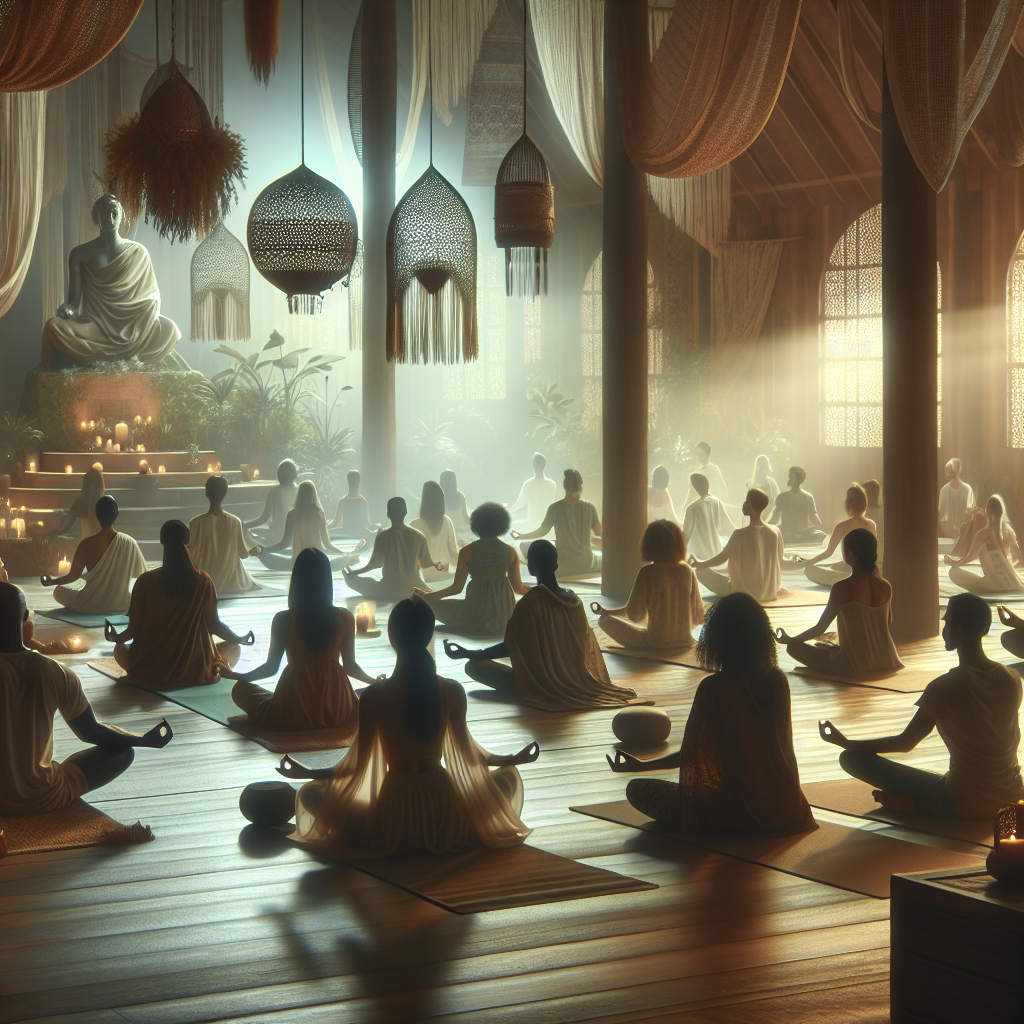 Yoga and meditation class in peaceful setting